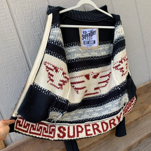Vintage Superdry thick knit heavy sweater jacket - Picture 8 of 15